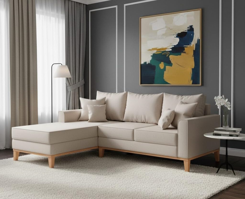 Sofá Beny com chaise esquerda 3 lugares