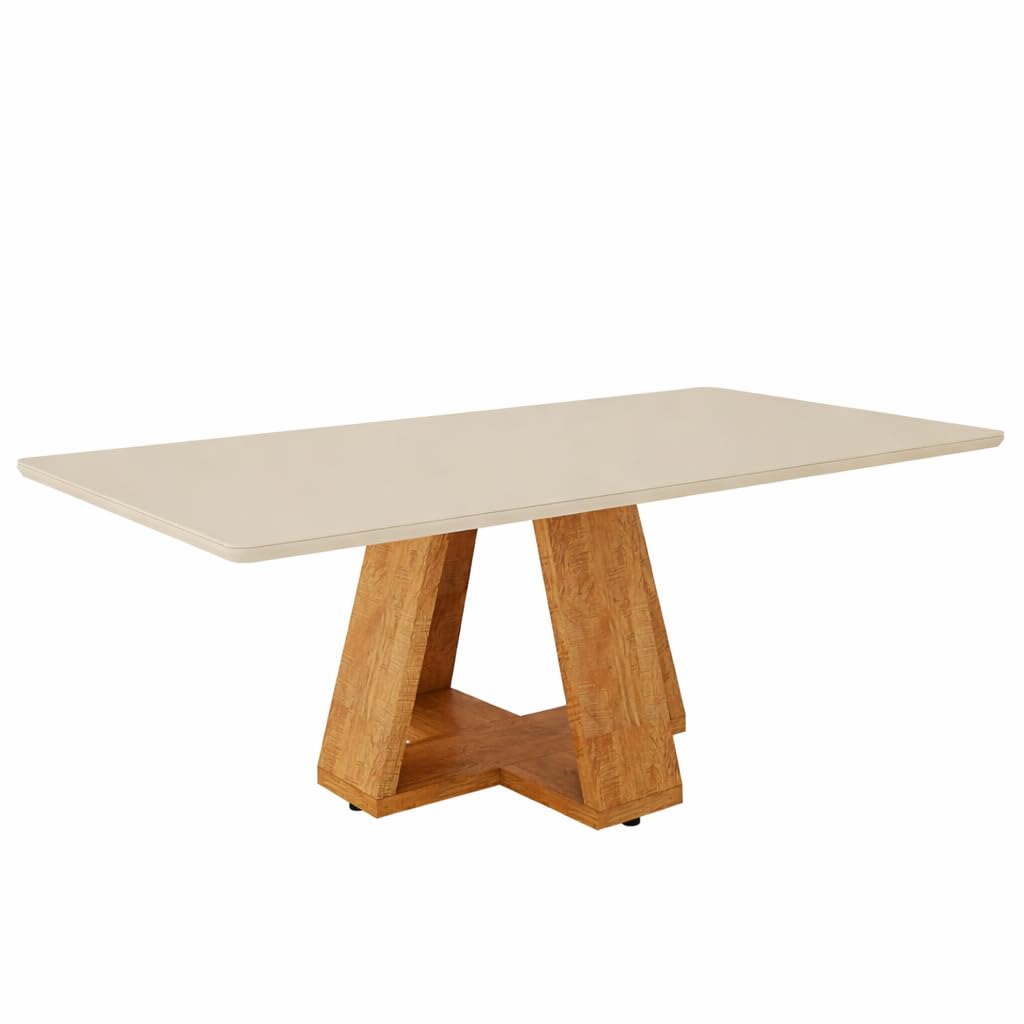Mesa de jantar Pérola MDF com vidro