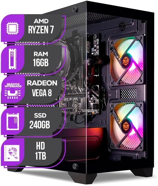 Desktop gamer Mancer Ryzen 7 5700G, 16GB, SSD 240GB + HDD 1TB